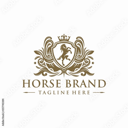 Horse brand logo design vector template 