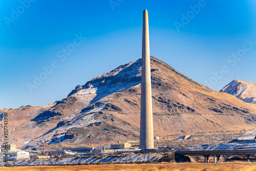 Garfield Smelter Stack day light blue sky photo