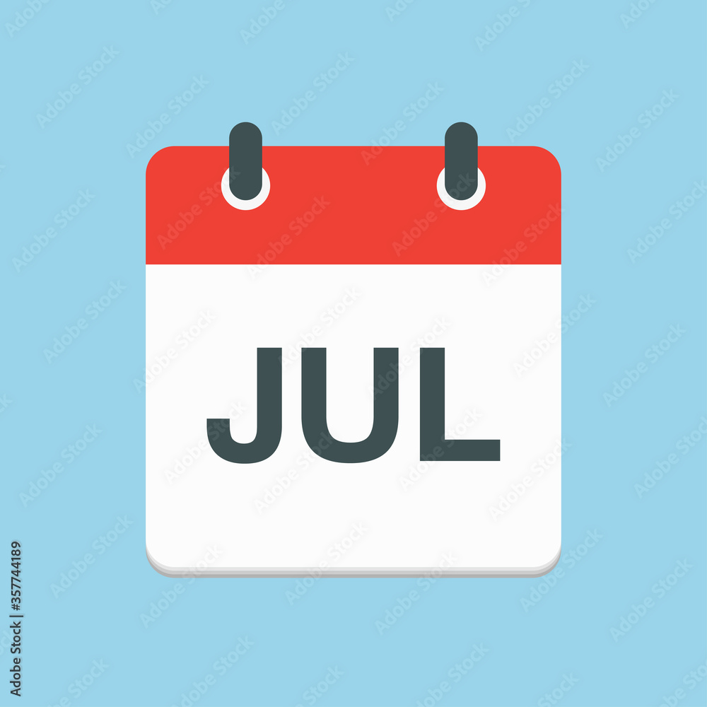 Vector icon day calendar, summer month July Vector icon day calendar, summer month July