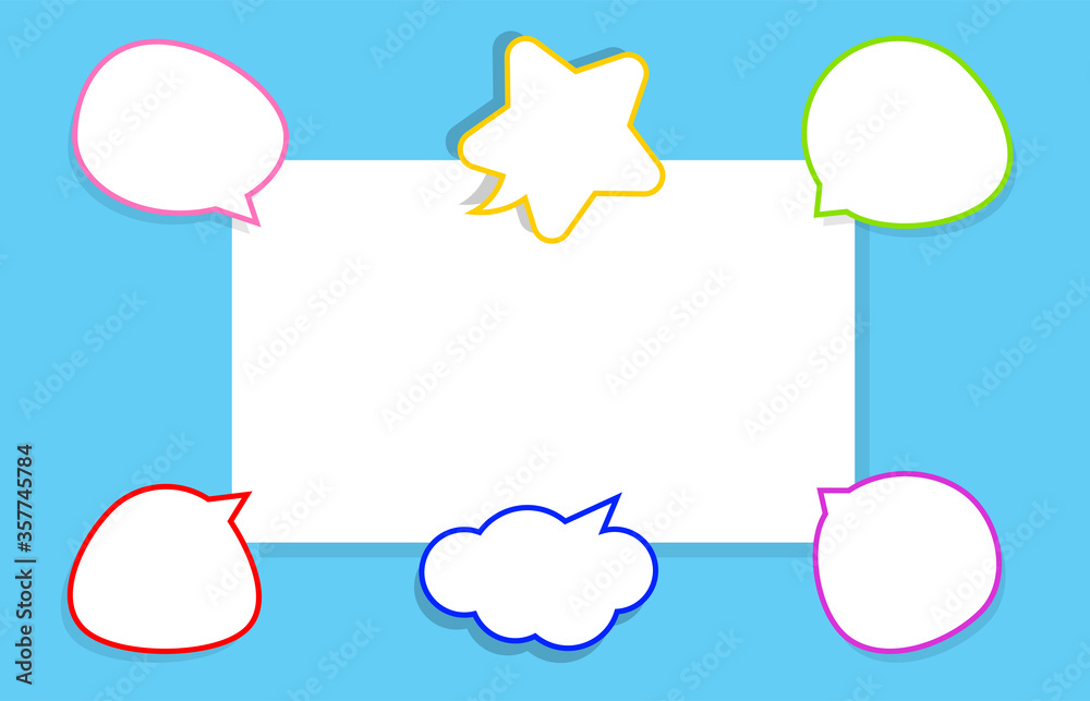 speech bubble line on rectangle white for copy space text, cute speech bubble paper on empty frame for banner, square frame white space on light blue for message, dialog box for talk or thought idea speech bubble line on rectangle white for copy space text, cute speech bubble paper on empty frame for banner, square frame white space on light blue for message, dialog box for talk or thought idea