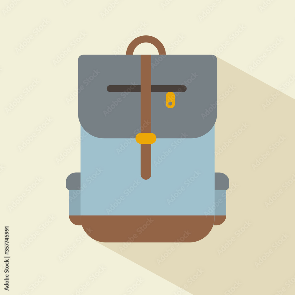 School backpack icon. Illustration in flat style. Round icon with long shadow. School backpack icon. Illustration in flat style. Round icon with long shadow.