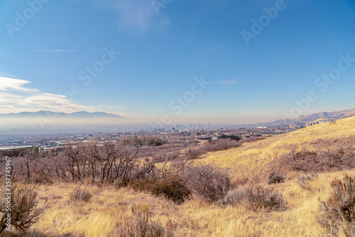 Distant view overlooking Salt Lake City  Utah