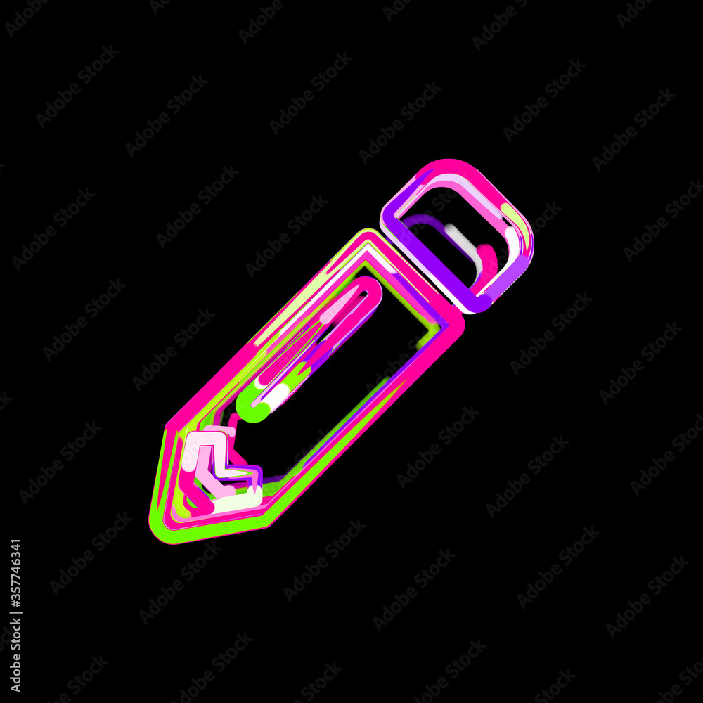 Symbol pencil from multi-colored circles and stripes. UFO Green, Purple, Pink Symbol pencil from multi-colored circles and stripes. UFO Green, Purple, Pink