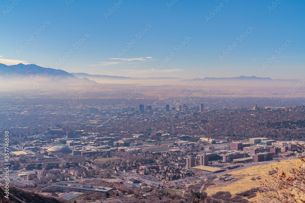 View from a mountain overlooking Salt Lake City View from a mountain overlooking Salt Lake City