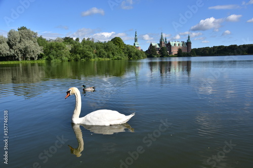 古城と湖と白鳥