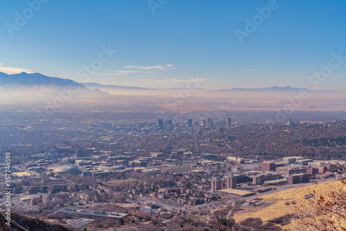 View from a mountain overlooking Salt Lake City