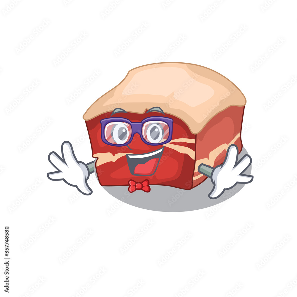 A caricature drawing of nerd pork belly wearing weird glasses A caricature drawing of nerd pork belly wearing weird glasses