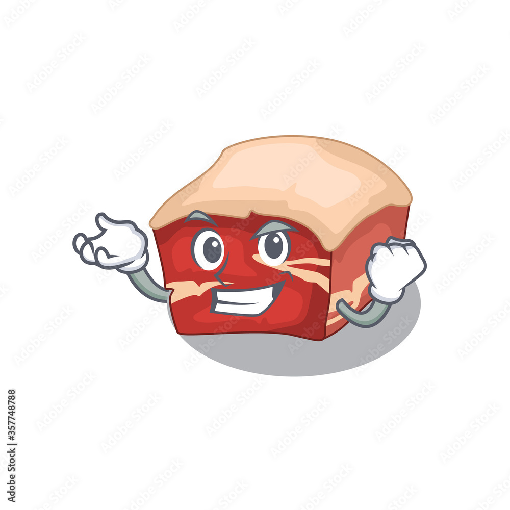 A caricature design concept of pork belly with happy face A caricature design concept of pork belly with happy face