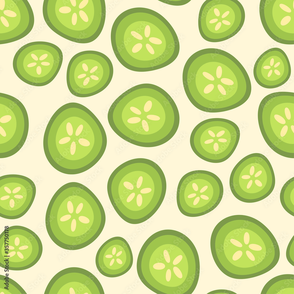 seamless pattern with sliced cucumbers. fresh green vegetables seamless pattern with sliced cucumbers. fresh green vegetables