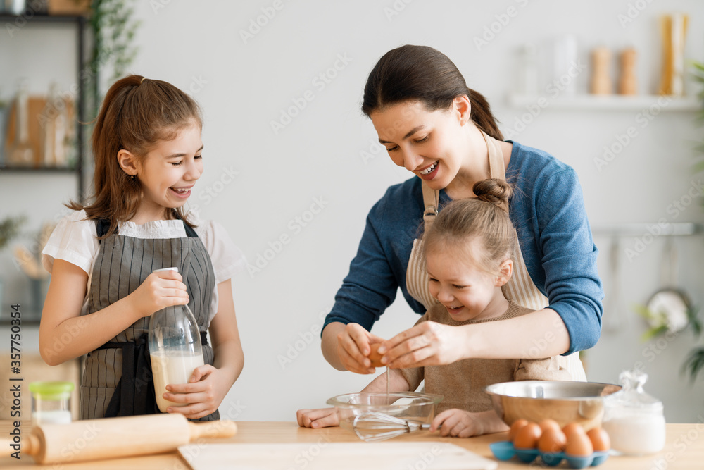 family are preparing bakery together family are preparing bakery together