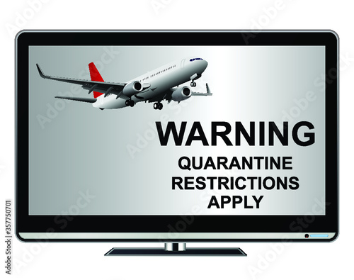 Public information television advertisement quarantining incoming international passengers due to the worldwide pandemic 
