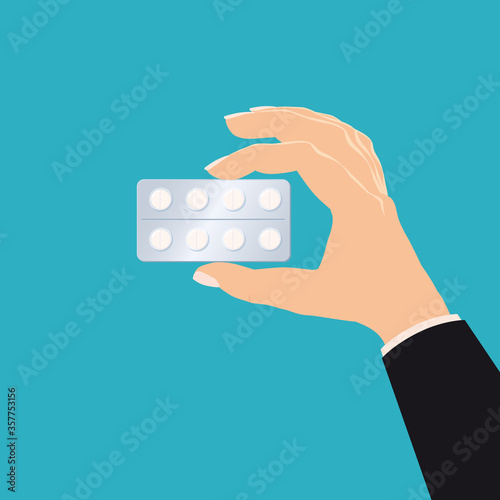 Hand holds medicine pharmacy blister tablets drug medicines