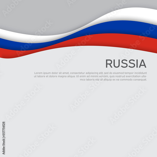 Abstract waving flag of russia. Paper cut style. Creative background for design of patriotic holiday card. National poster. State russian patriotic cover, flyer. Vector tricolor design