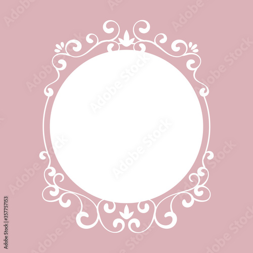 Vintage white frame on pink background. - Vector.
