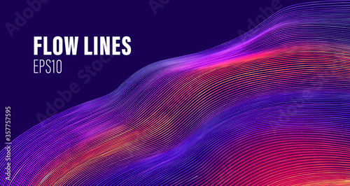 Flow lines liquid vector array. Wave flow lines. Motion line wave vector abstract background.