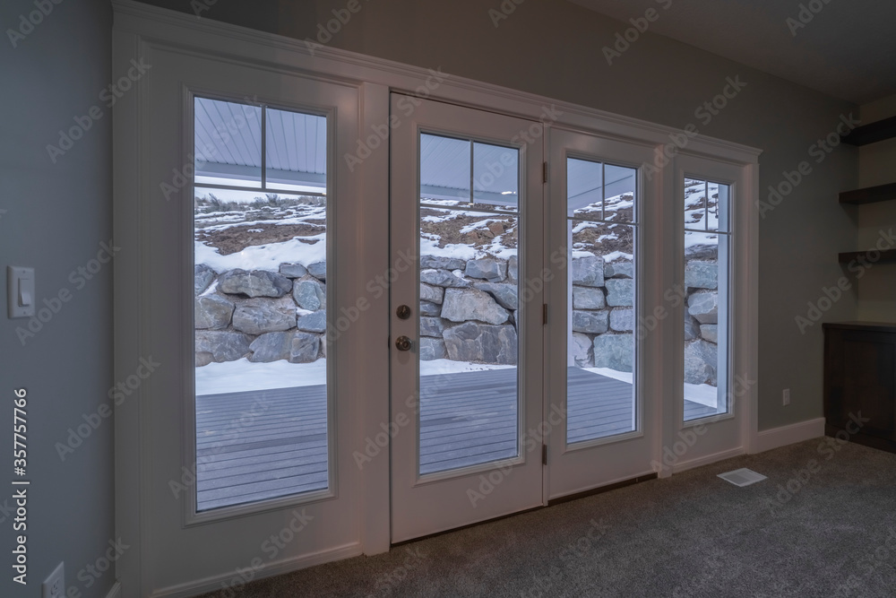 Looking out from a home at winter snow Looking out from a home at winter snow