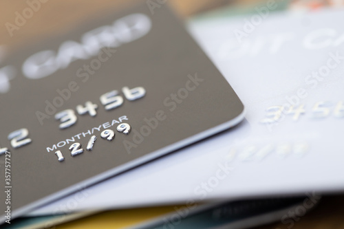 close-up low key macro shot credit card with soft focus for background. finance concept.