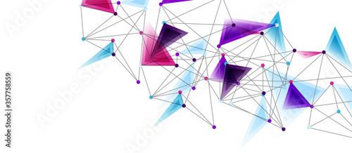 Line points connections, triangular technology design. Abstract geometric background