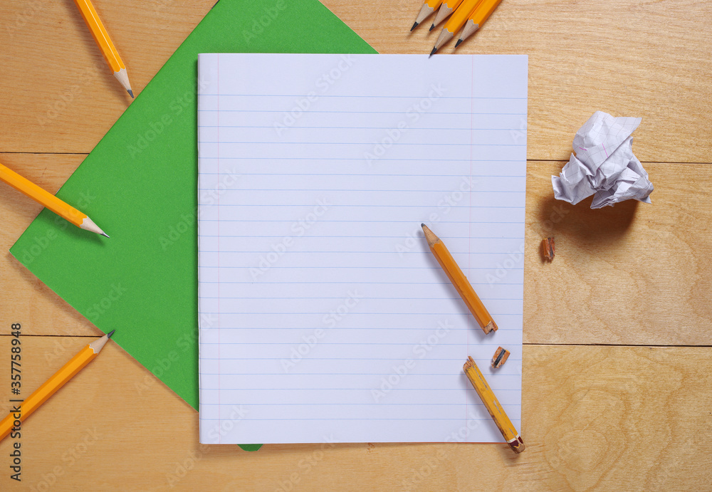 School notebook and pencils School notebook and pencils