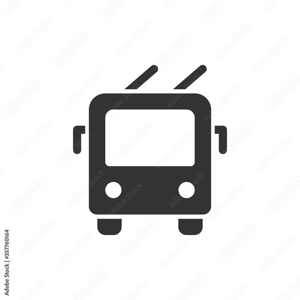 Trolley bus front view vector glyph style icon. Marking of public transport stops. Trolley bus front view vector glyph style icon. Marking of public transport stops.