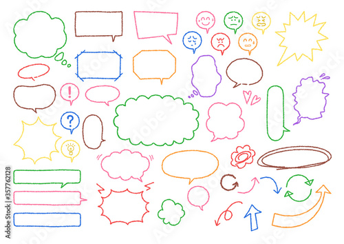 クレヨンで描いたようなポップな吹き出しのセット