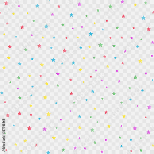 Seamless pattern witn falling colorful stars. Vector