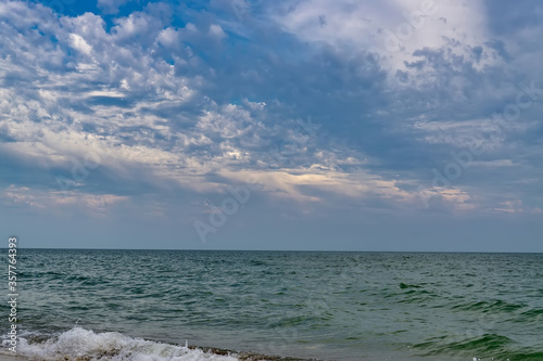 Relaxing seascape with wide horizon of the sky and the sea