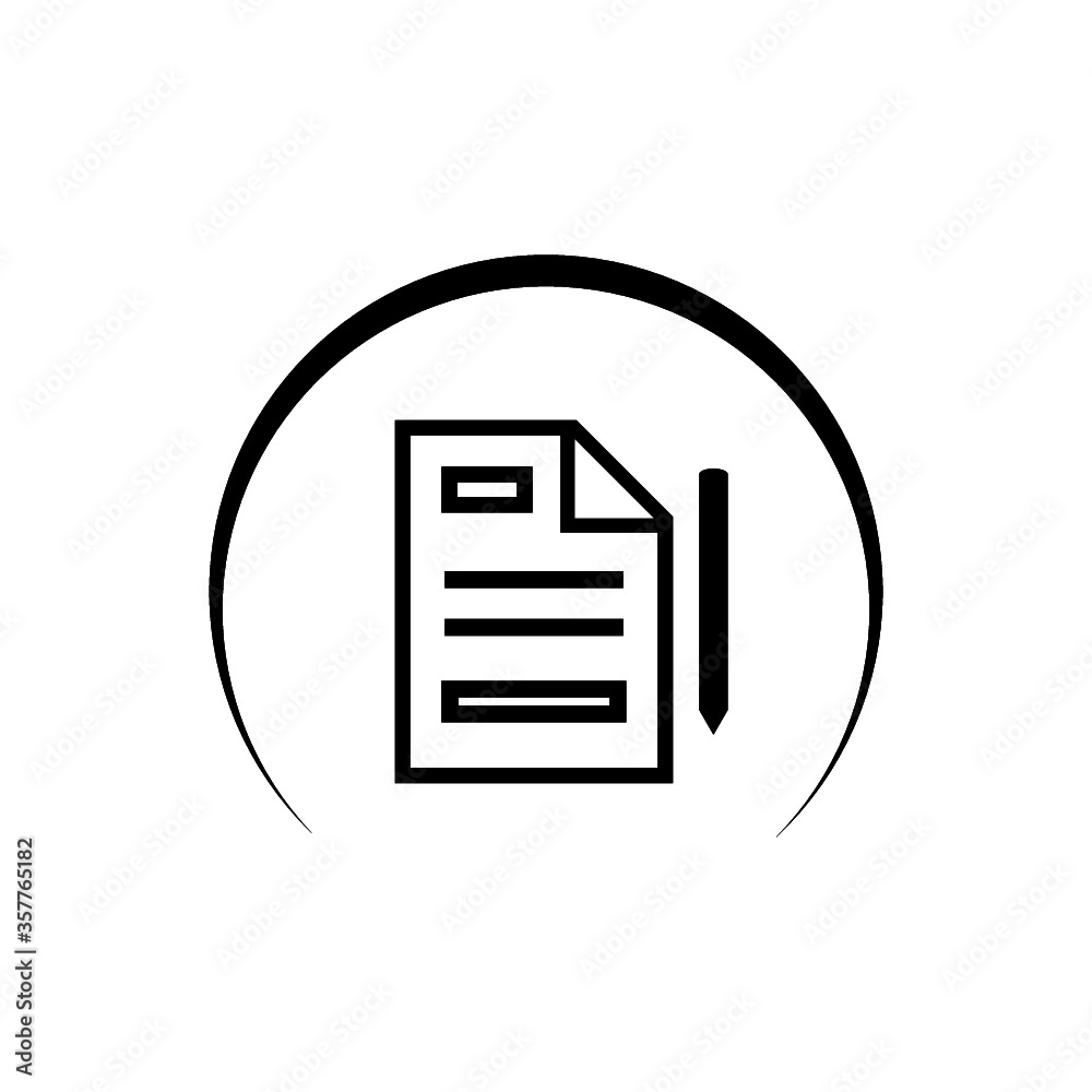 Document with pen icon isolated on white background Document with pen icon isolated on white background