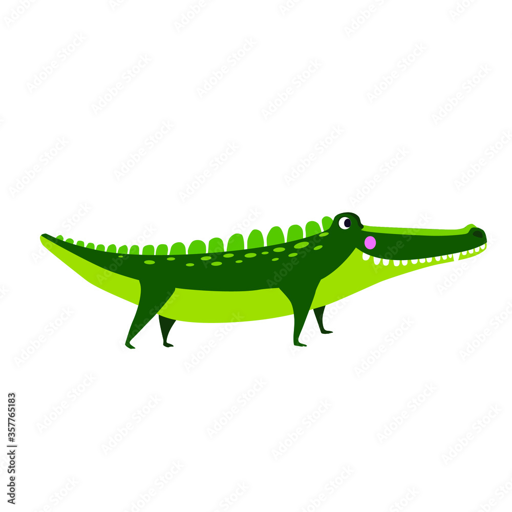 crocodile vector isolated on white background, children's illustration
