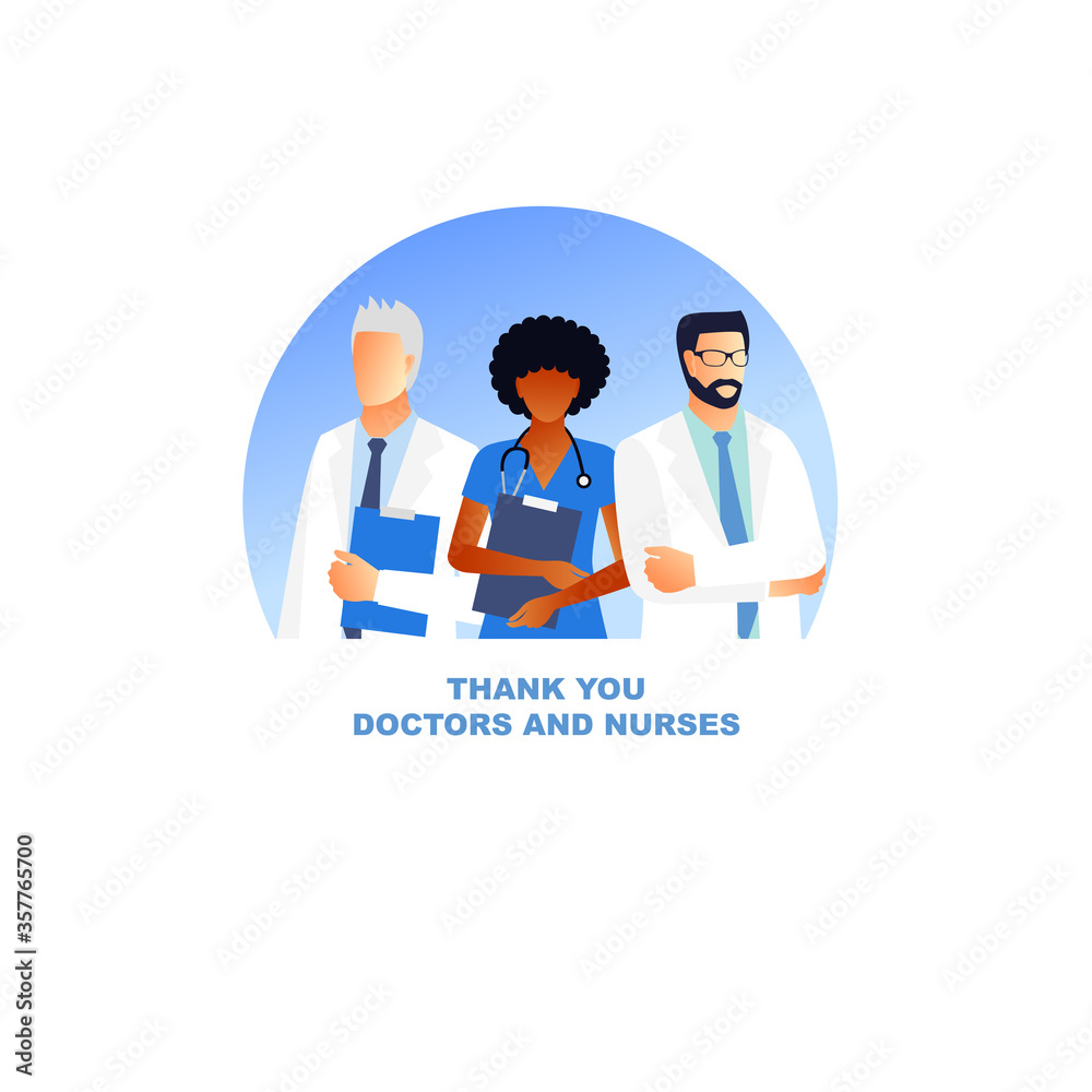 Doctors and nurses in a dressing gown with a stethoscope isolated on a white background. Doctor without a face. vector illustration. Doctors and nurses in a dressing gown with a stethoscope isolated on a white background. Doctor without a face. vector illustration.
