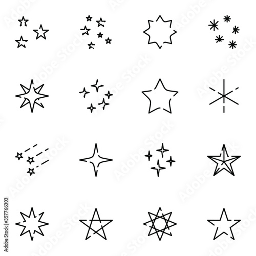Stars and starlight icon set. Simple stars outline icon sign concept. vector illustration.	