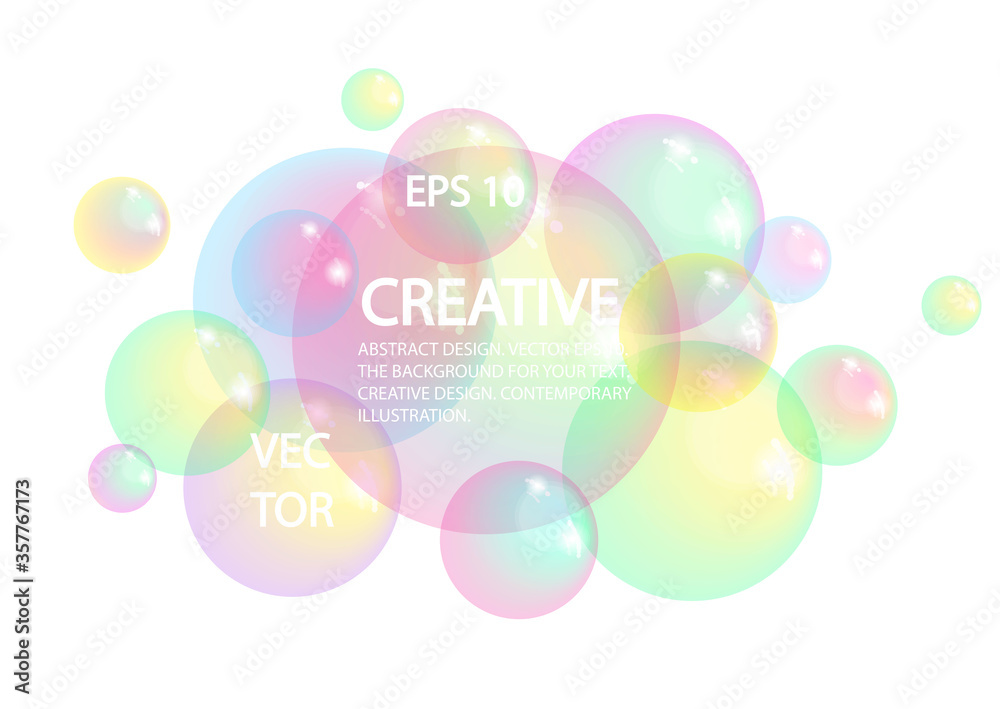 Realistic soap bubbles on a light background. Vector colorful, three-dimensional bubbles. Realistic soap bubbles on a light background. Vector colorful, three-dimensional bubbles.