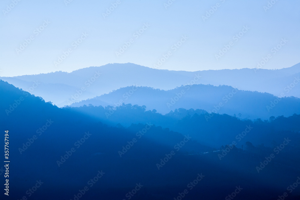 fog over the mountains and tropical forest