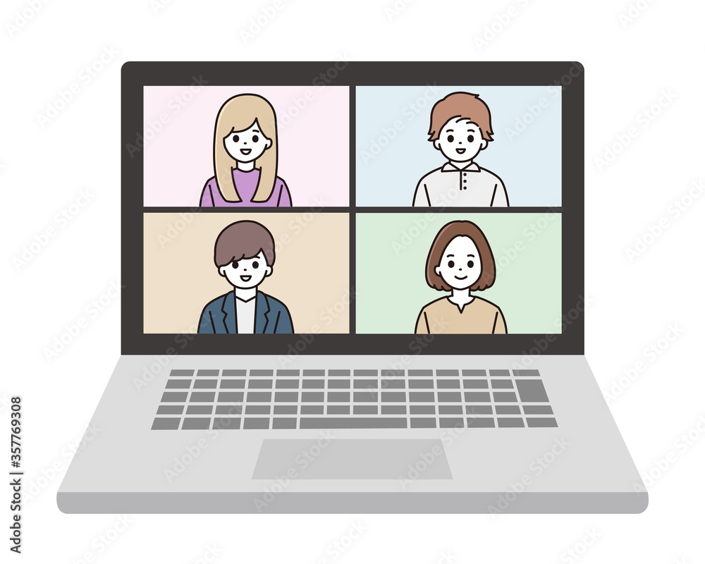 ビデオ会議 Web会議 イラスト ビデオ会議 Web会議 イラスト