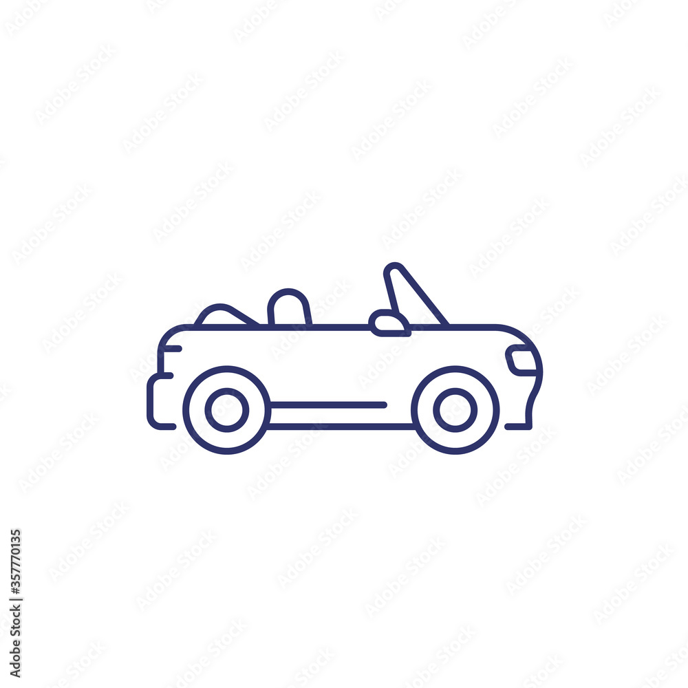 cabriolet line icon on white