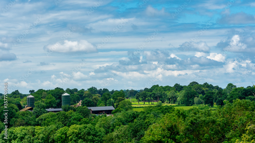 panorama of french countryside with farm