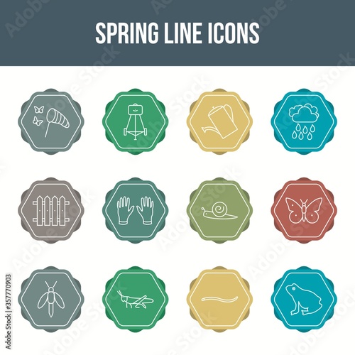 Unique spring vector line icon set photo