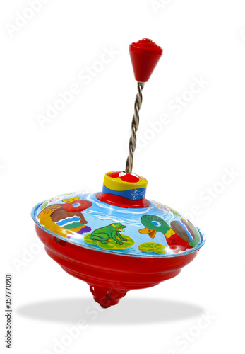 spinning top toy on white background