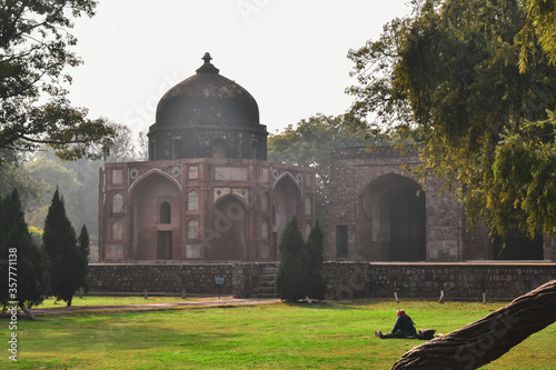ancient herigate site in new delhi india tomb of isa khan  photo