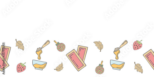 Seamless banner with doodle beauty elements.