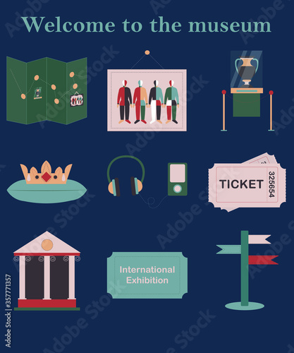 Set vector icons museum art