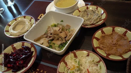 Traditional Kurdish Dinner, Served in Restaurant in Erbil, Iraqi Kurdistan, Close Up photo