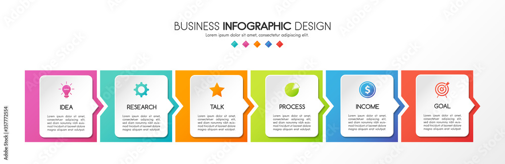 Infographic with 6 steps. Business diagram. Vector Stock Vector | Adobe ...