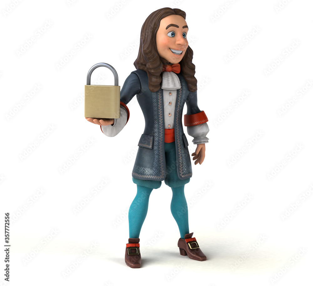 3D Illustration of a cartoon man in historical baroque costume 3D Illustration of a cartoon man in historical baroque costume