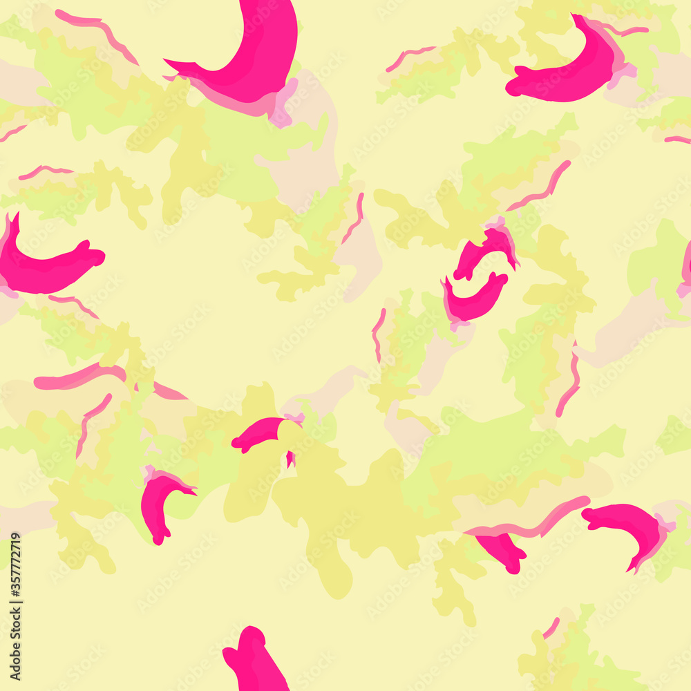 UFO camouflage of various shades of yellow, green and pink colors UFO camouflage of various shades of yellow, green and pink colors