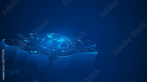 abstract virtual hud artificial intelligence interactive innovative concept design background