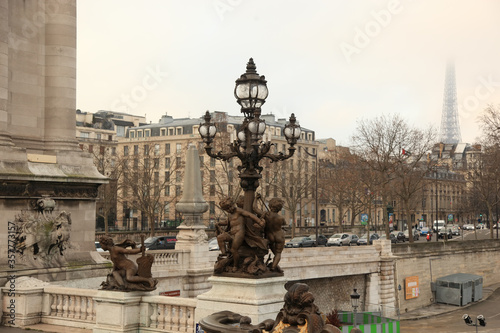 2014-01-12 Paris, France, Europe. Alexander III bridge and Eiffel tower.
