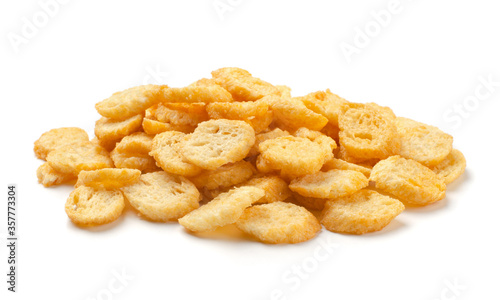 Heap crunchy wheat spicy sticks croutons isolated © aperturesound