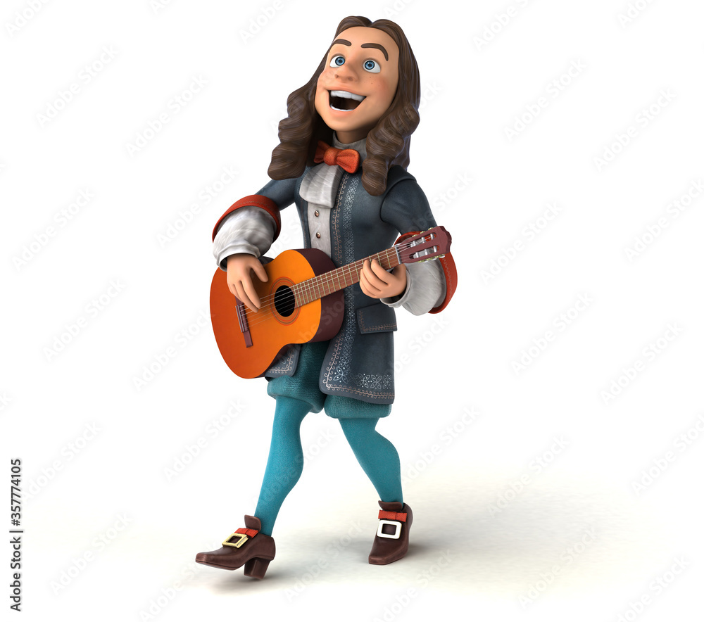 3D Illustration of a cartoon man in historical baroque costume 3D Illustration of a cartoon man in historical baroque costume