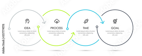 Vector Infographic thin line design with icons and 4 options or steps. Infographics for business concept.